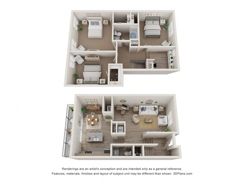 Floor plan for 2 beds, 1.5 baths, 1334 sqft
